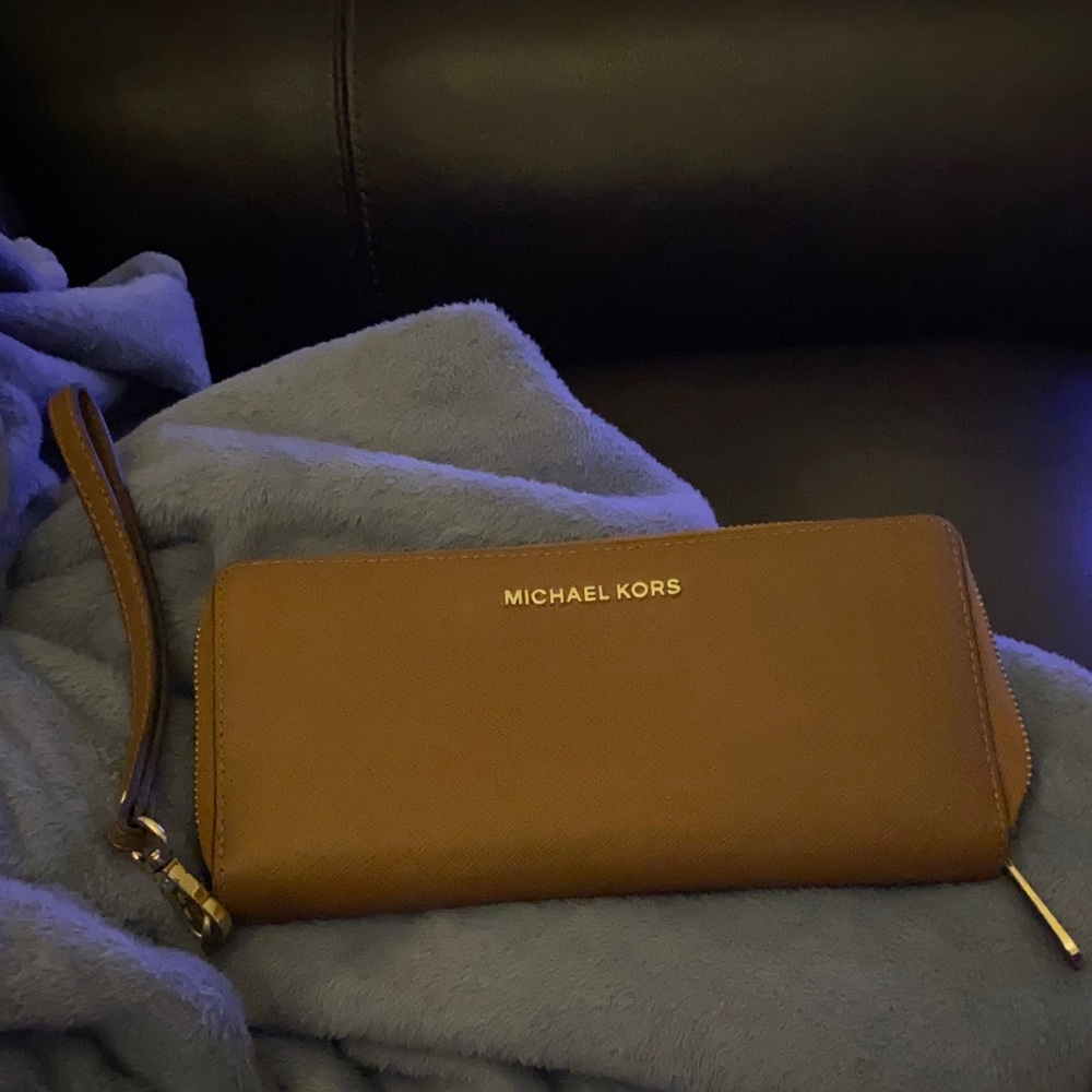 Michael Kors Tan Wristlet Clutch